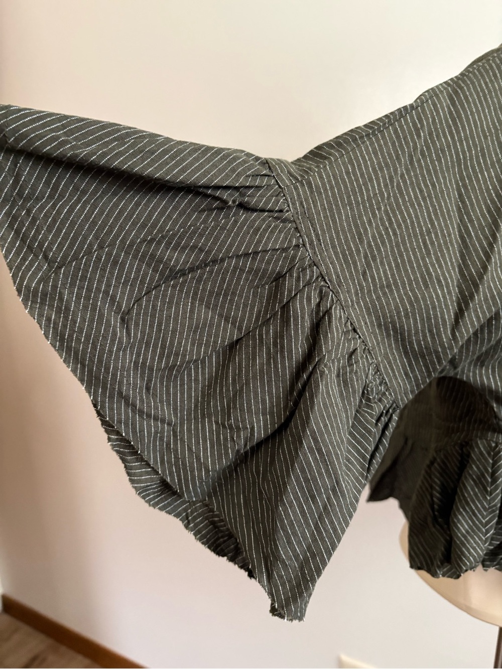 Olivaceous Small Green Ruffle Peplum Tie-Front Ruffle 3/4 Sleeve Blouse - Picture 3 of 10